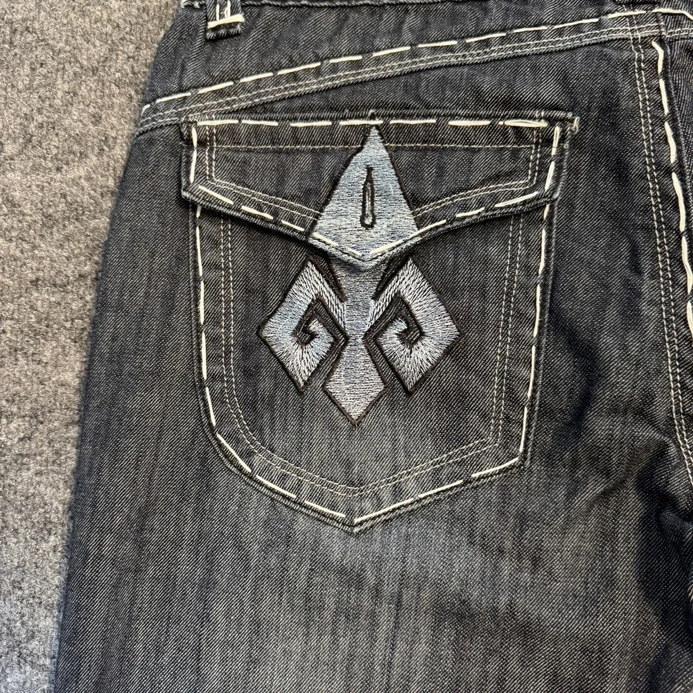 D Coy JNS Men Sz 36x31 Y2K Skater Gray Denim Jean Heavy White Stitching